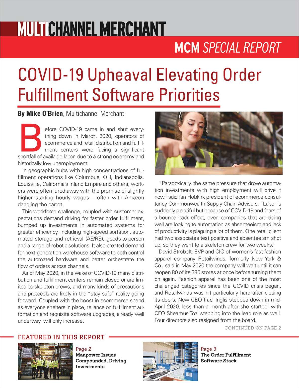 The Pandemic, the E-Fulfillment Workforce and System Needs